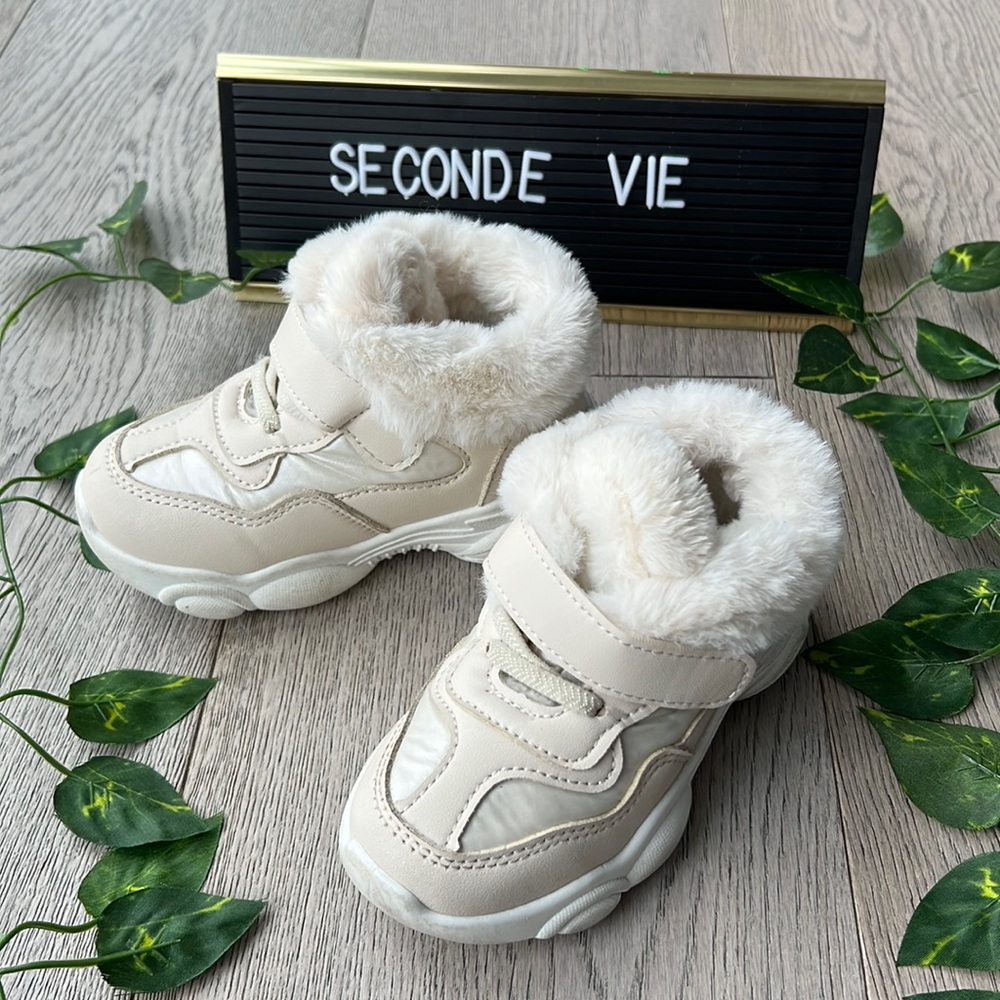 Chunky teddy fur sneakers for toddler